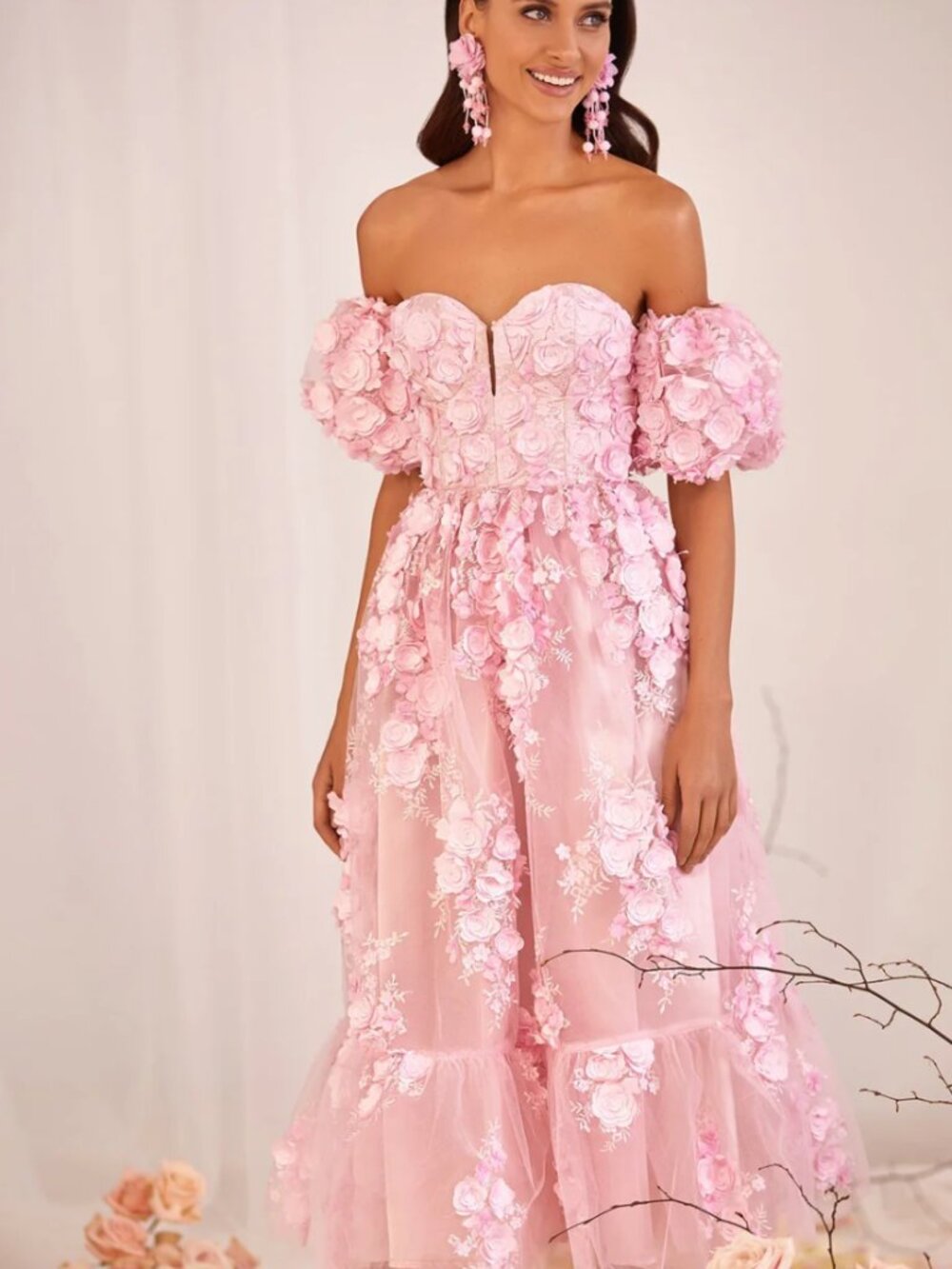 Alamour Pink Floral Midi Dress - XS